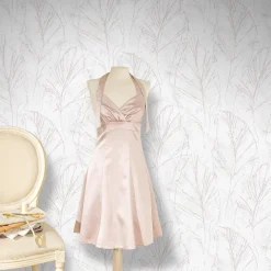 Vliestapete Blätter Weiß Rosa Metallic 10321-05