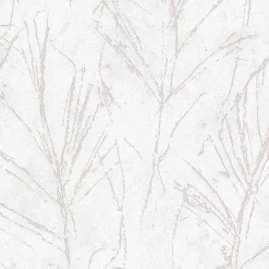 Vliestapete Blätter Weiß Rosa Metallic 10321-05