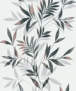 Vliestapete Blätter Weiß Schwarz Silber Metallic 82458