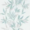 Vliestapete Blätter Weiß Türkis Silber Metallic 82461