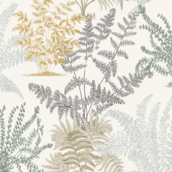 Vliestapete Blätter Zweige Beige Schwarz Gelb A57101