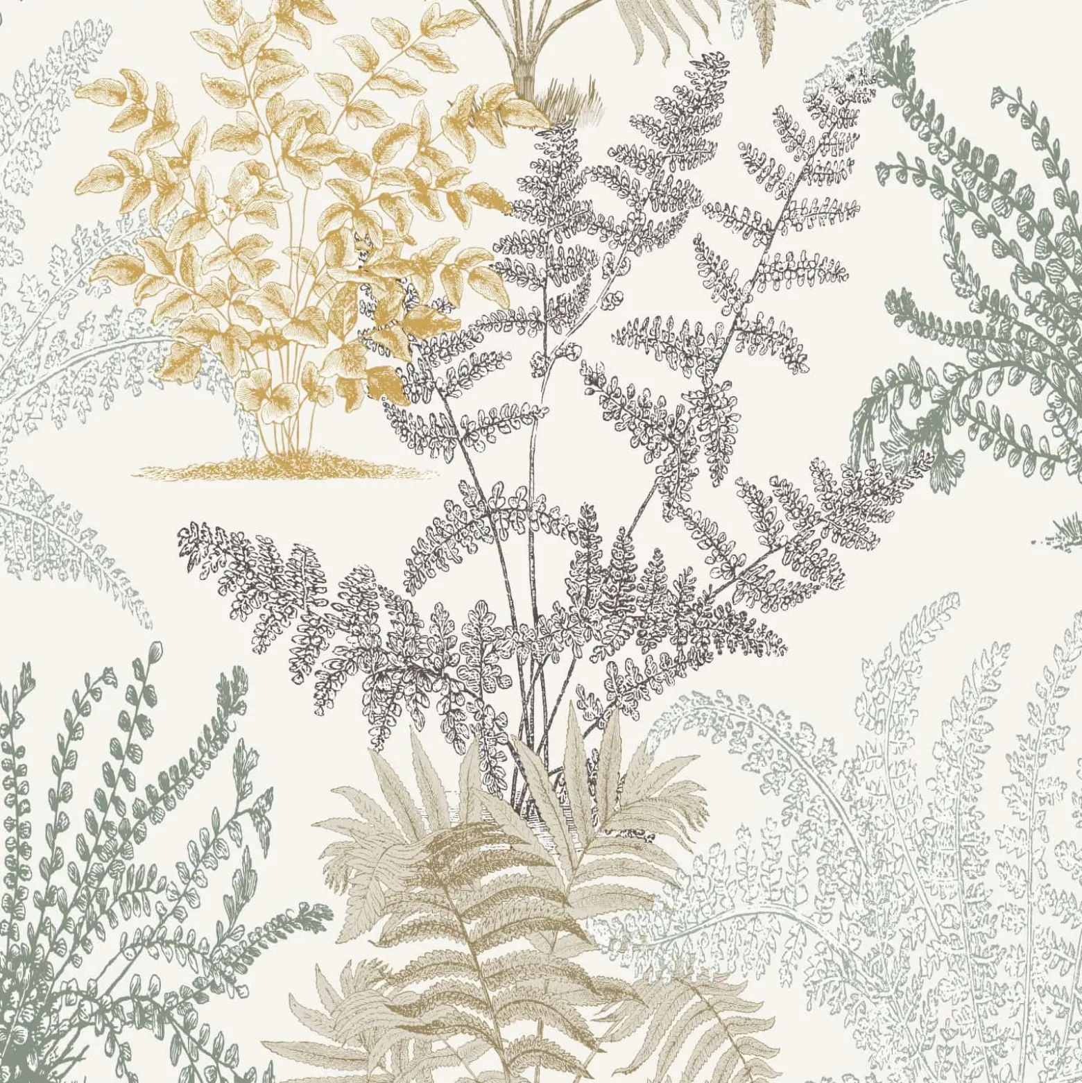 Vliestapete Blätter Zweige Beige Schwarz Gelb A57101