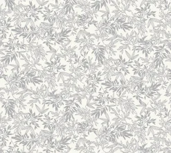 Vliestapete Blätter Zweige Weiß Silber Metallic 39028-1
