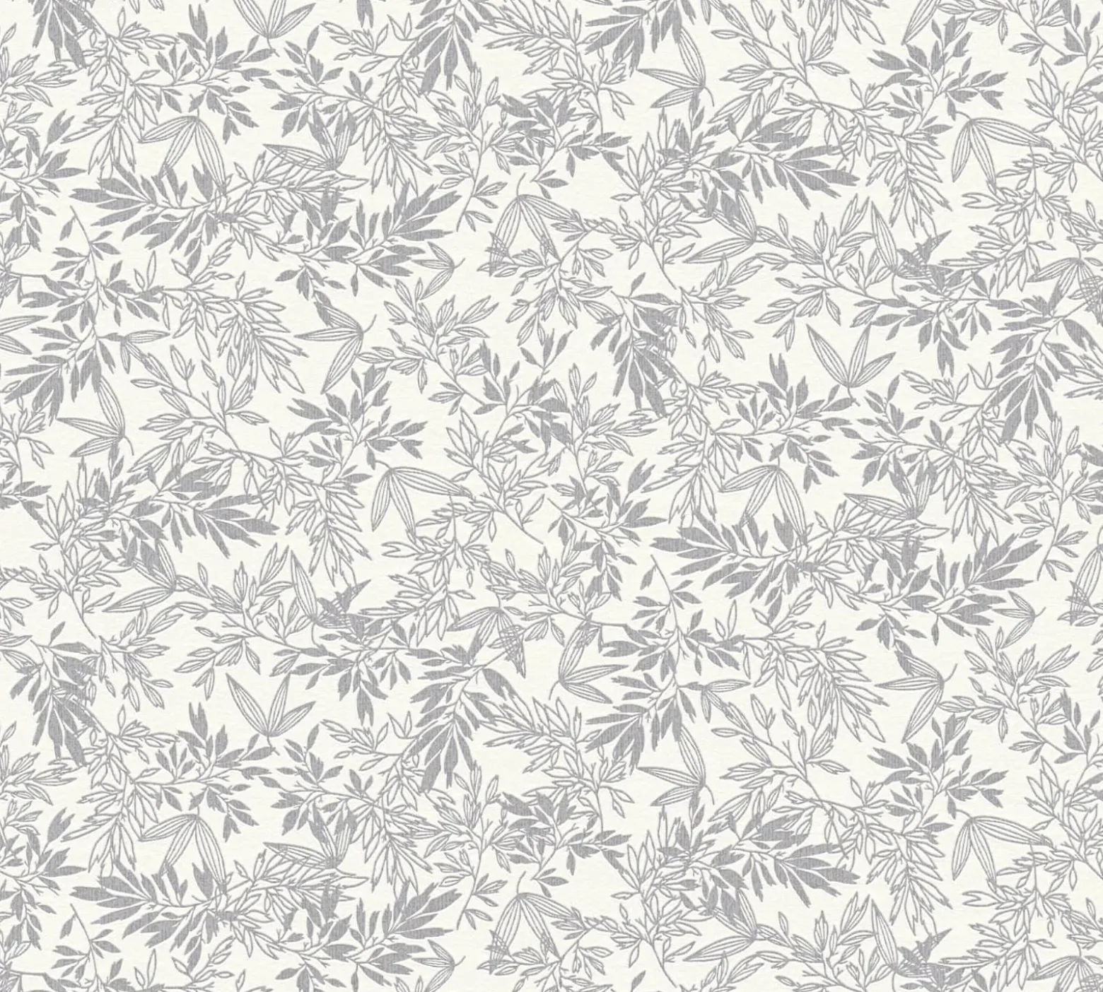 Vliestapete Blätter Zweige Weiß Silber Metallic 39028-1