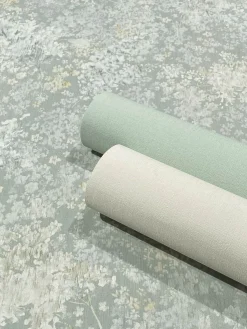 Vliestapete Blumen Aquarell Grau Blau Gelb 47452