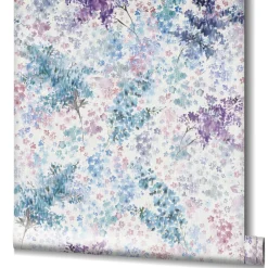 Vliestapete Blumen Aquarell Weiß Blau Lila 47450