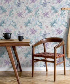 Vliestapete Blumen Aquarell Weiß Blau Lila 47450