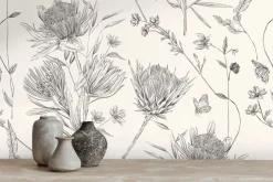 Vliestapete Blumen Blätter Floral Weiß Schwarz 39427-2