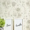 Vliestapete Blumen Blätter Floral Weiß Grün 39427-3