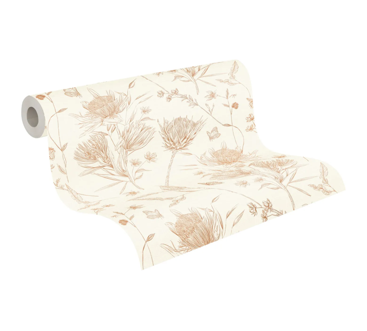 Vliestapete Blumen Blätter Floral Creme Braun 39427-1