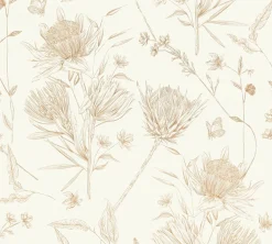 Vliestapete Blumen Blätter Floral Creme Braun 39427-1