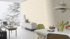 Vliestapete Blumen Blätter weiß Glanz Rasch 570434