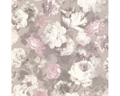 Vliestapete Blumen Floral beige rosa Glanz 02513-70