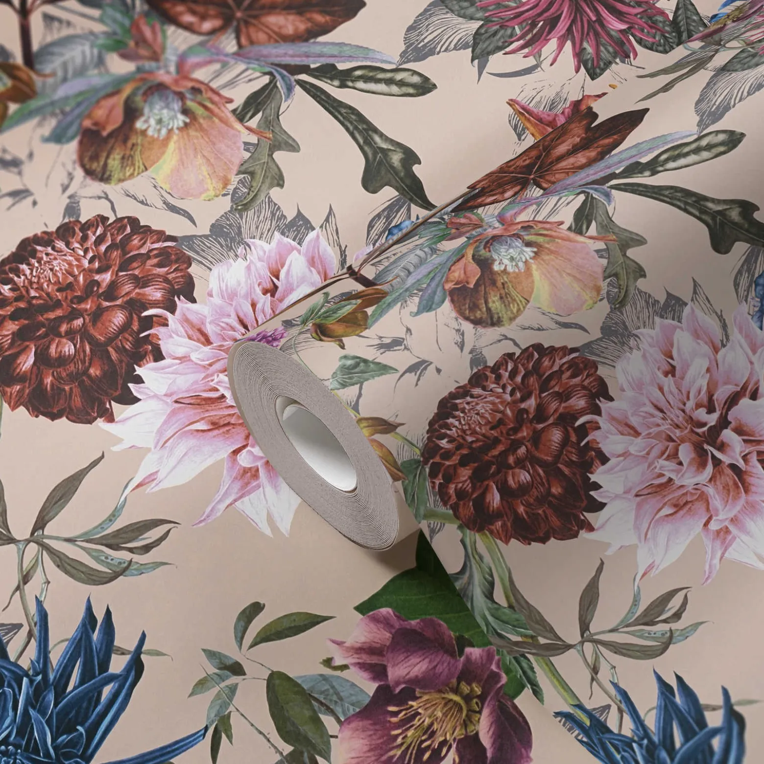 Vliestapete Blumen Floral Muster beige bunt 38175-5