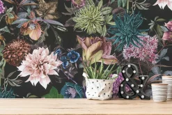 Vliestapete Blumen Floral Muster schwarz bunt 38175-7