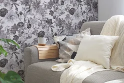 Vliestapete Blumen Floral Muster weiß grau 38175-3