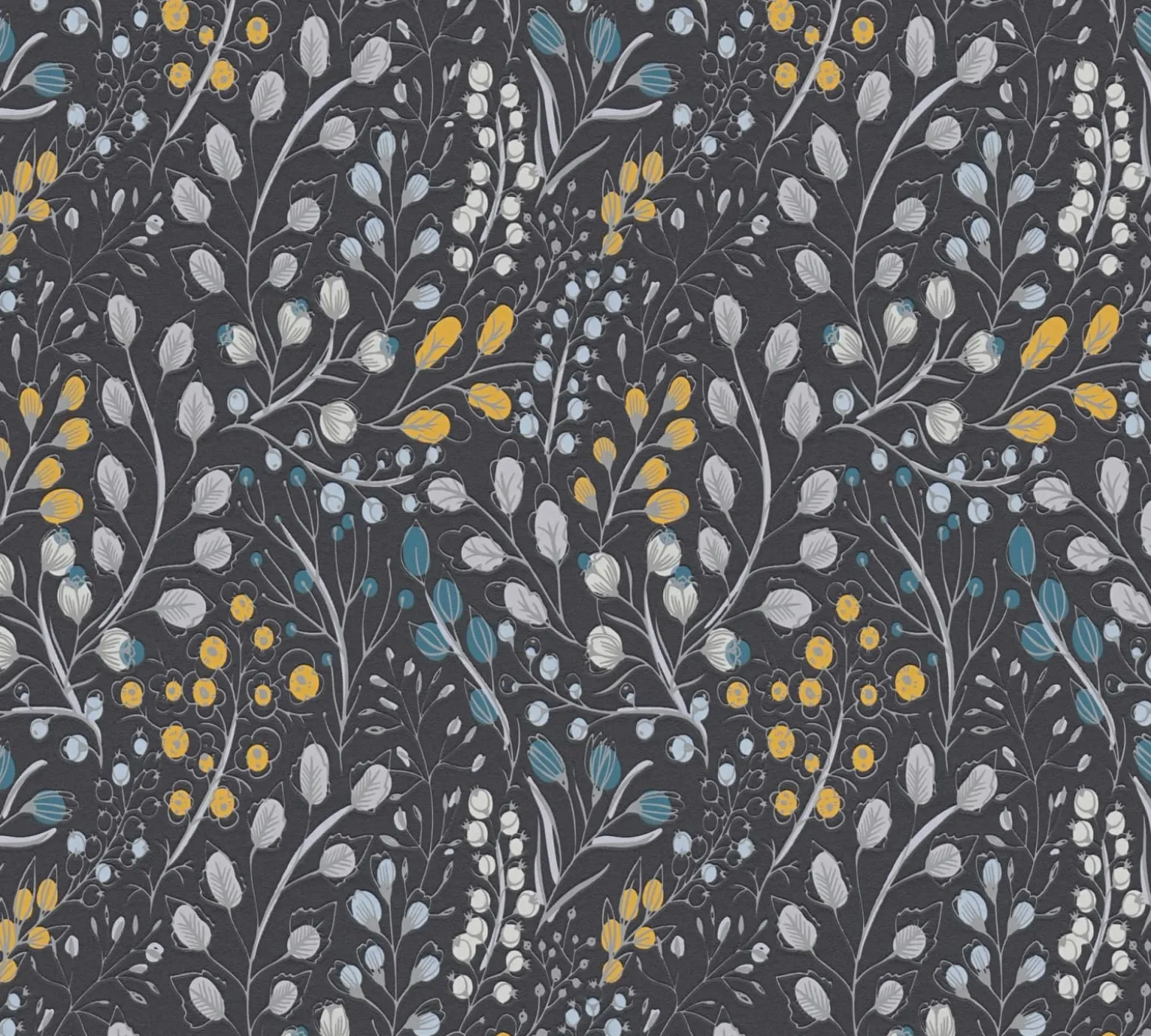 Vliestapete Blumen Floral Schwarz Grau Metallic 38847-4