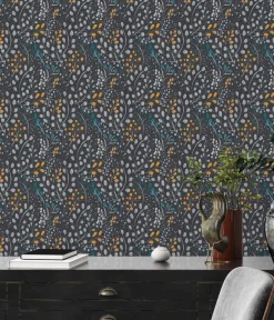 Vliestapete Blumen Floral Schwarz Grau Metallic 38847-4
