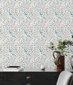 Vliestapete Blumen Floral Weiß Rosa Metallic 38847-2