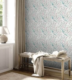 Vliestapete Blumen Floral Weiß Rosa Metallic 38847-2