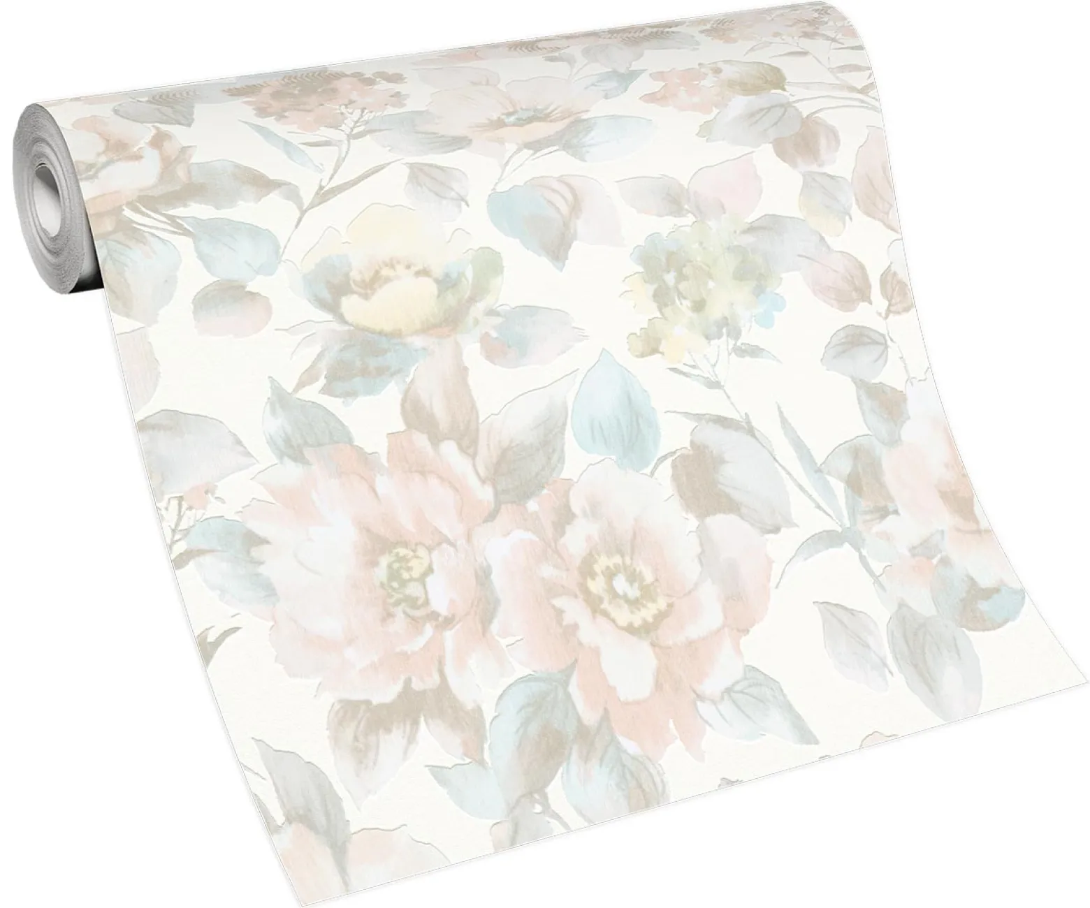 Vliestapete Blumen Floral weiß rosa blau 10250-05