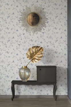 Vliestapete Blumen Floral Weiß Blau Grau 39071-3