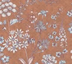 Vliestapete Blumen Grafik Floral Braun Blau 39117-3