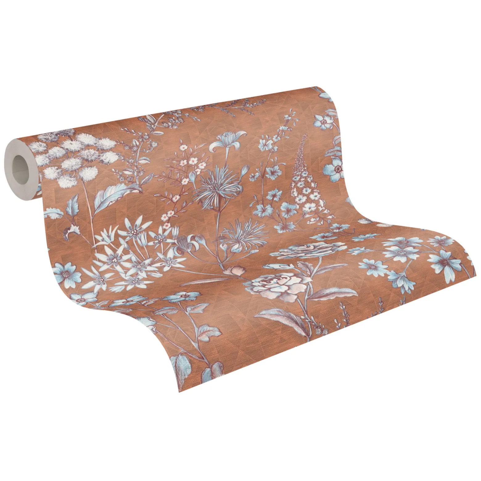 Vliestapete Blumen Grafik Floral Braun Blau 39117-3