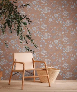 Vliestapete Blumen Grafik Floral Braun Blau 39117-3