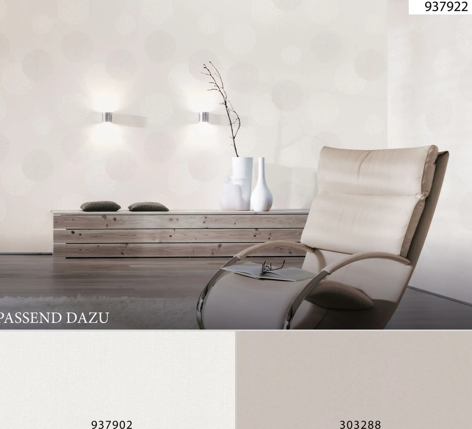 Vliestapete Blumen Kreis Spot weißgrau 93792-2