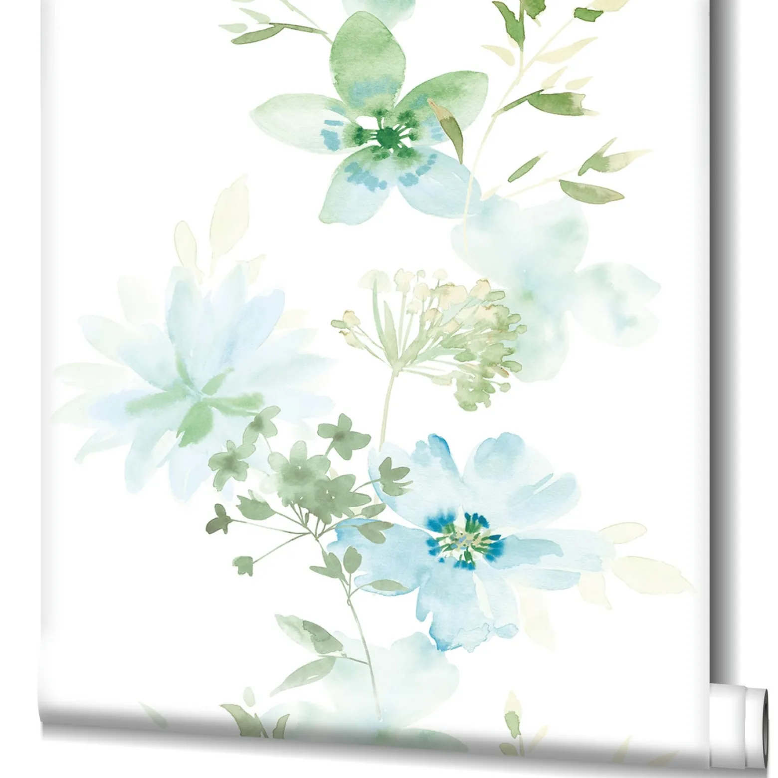 Vliestapete Blumen Natur Floral Weiß Grün Blau 81624