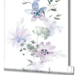 Vliestapete Blumen Natur Floral Weiß Lila Blau 81625