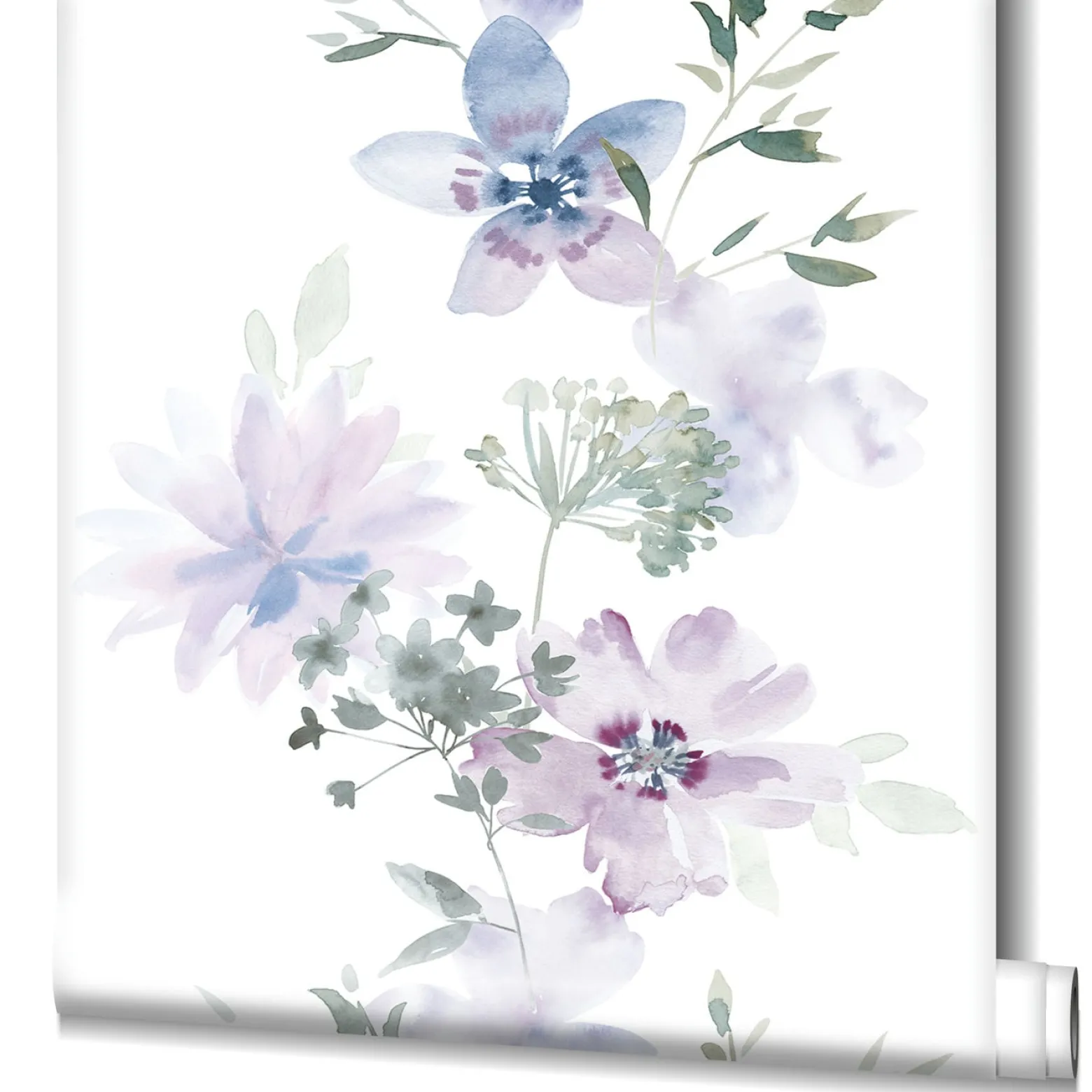 Vliestapete Blumen Natur Floral Weiß Lila Blau 81625