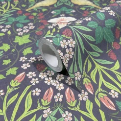 Vliestapete Blumen Ornamente Schwarz Grün 47621