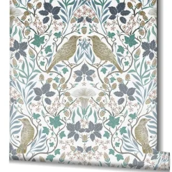 Vliestapete Blumen Ornamente Weiß Türkis 47619