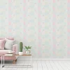 Vliestapete Blumen Patchwork Karo Blau Weiß Rosa