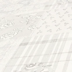 Vliestapete Blumen Patchwork Karo Hellgrau Weiß 39066-2