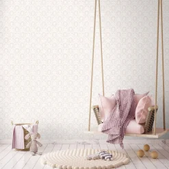 Vliestapete Blumen Punkte Beige Weiß Metallic LL-07-02-7