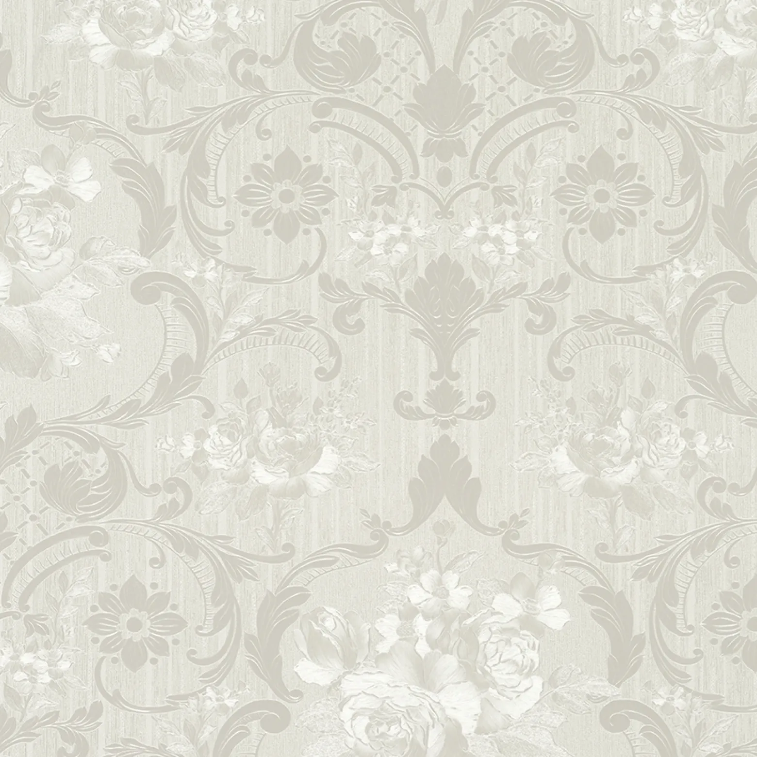 Vliestapete Blumen Ranken hellgrau Metallic Marburg 58268