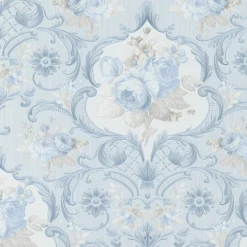 Vliestapete Blumen Ranken hellblau Metallic Marburg 58267