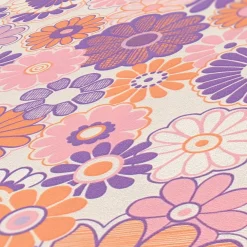 Vliestapete Blumen Retro Floral Lila Rosa 39535-1