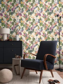 Vliestapete Blumen Tropisch Creme Grün 78210-1