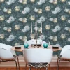 Vliestapete Blumen Vintage grünblau creme 36921-3