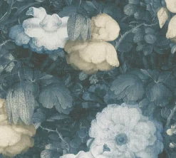Vliestapete Blumen Vintage grünblau creme 36921-3