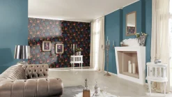 Vliestapete Blumen Vogel schwarz bunt Instawalls 6371-15