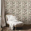 Vliestapete Blumen Zweige Creme Beige Grün 89034