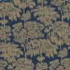 Vliestapete Bäume Tropen Blau Gold Metallic A63404