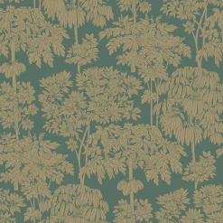 Vliestapete Bäume Tropen Grün Gold Metallic A63403