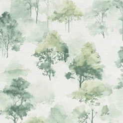 Vliestapete Bäume Wald Creme Dunkelgrün 10557-07