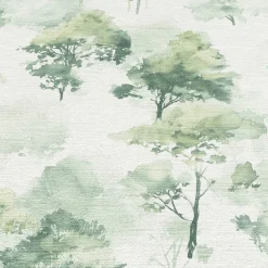 Vliestapete Bäume Wald Creme Dunkelgrün 10557-07